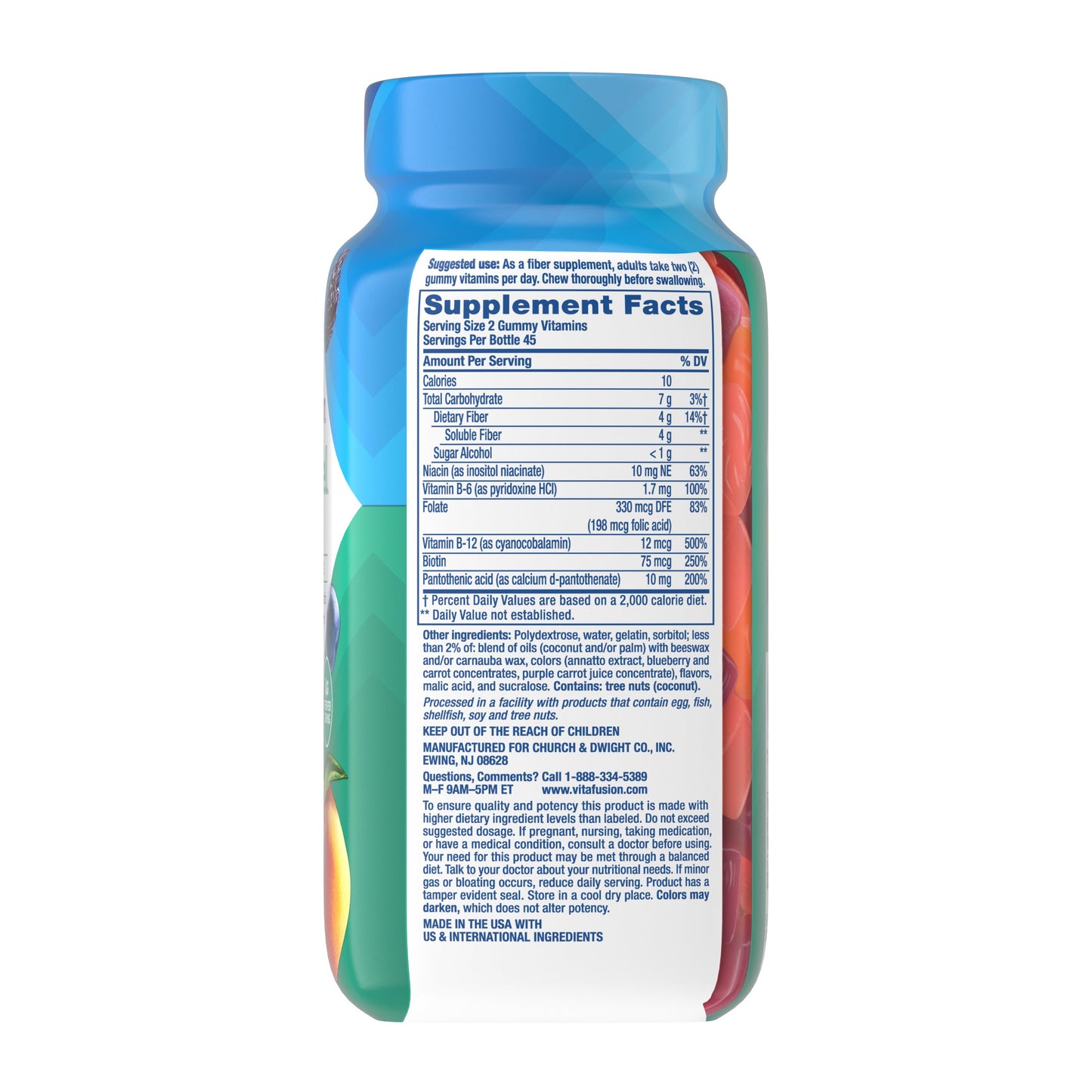 Vitafusion Fiber Well Sugar Free Weight Management Gummies - Peach, Raspberry, & Berry