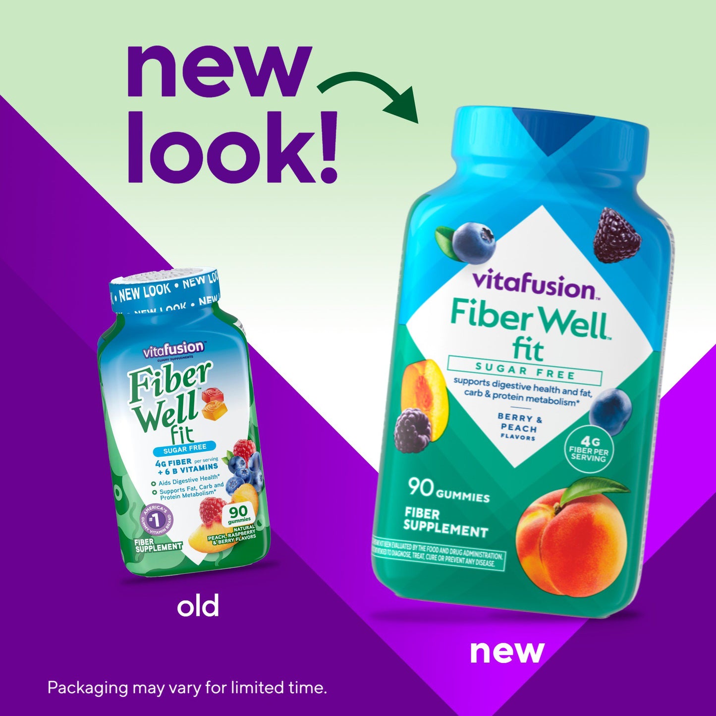 Vitafusion Fiber Well Sugar Free Weight Management Gummies - Peach, Raspberry, & Berry