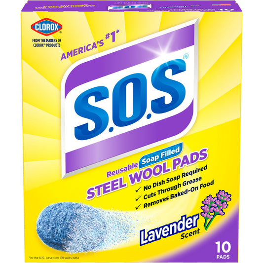 Clorox S.O.S. Lavender Scent Soap Filled Steel Wool Pads