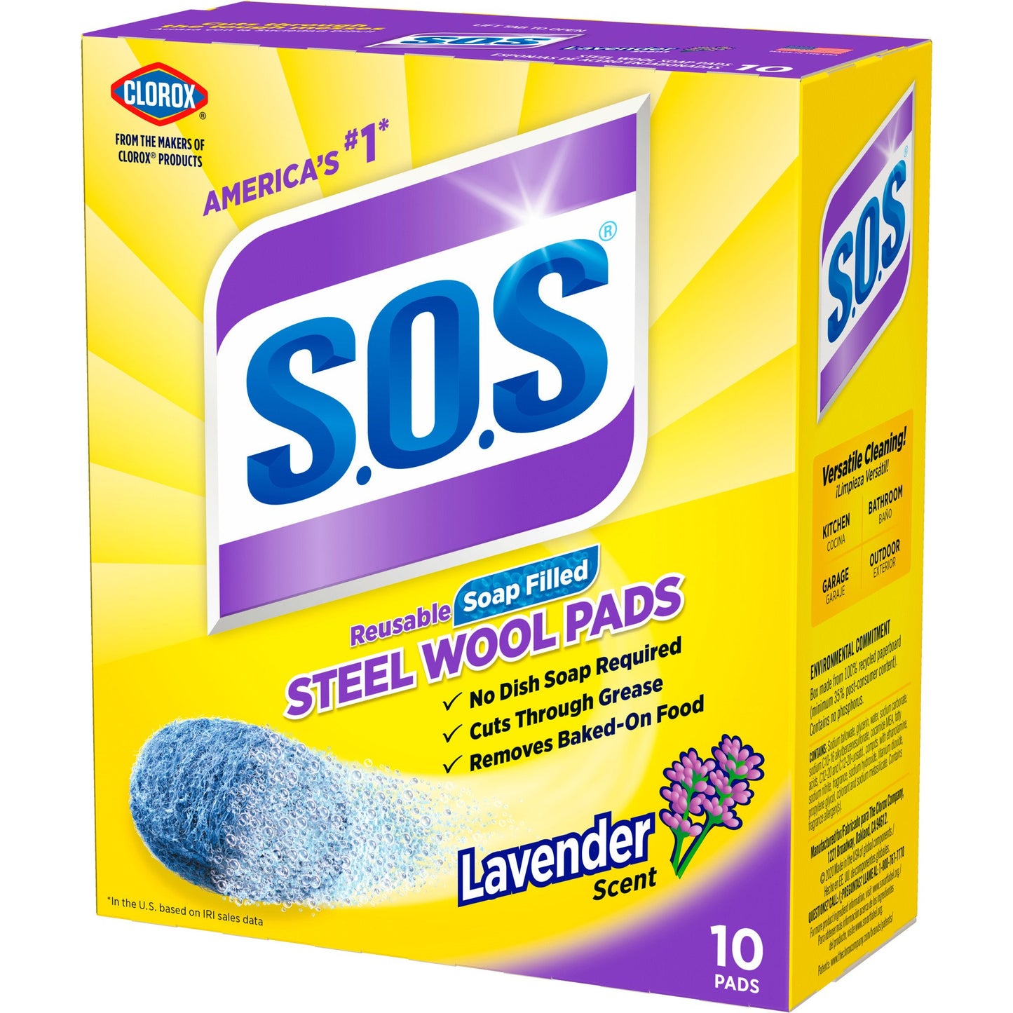 Clorox S.O.S. Lavender Scent Soap Filled Steel Wool Pads