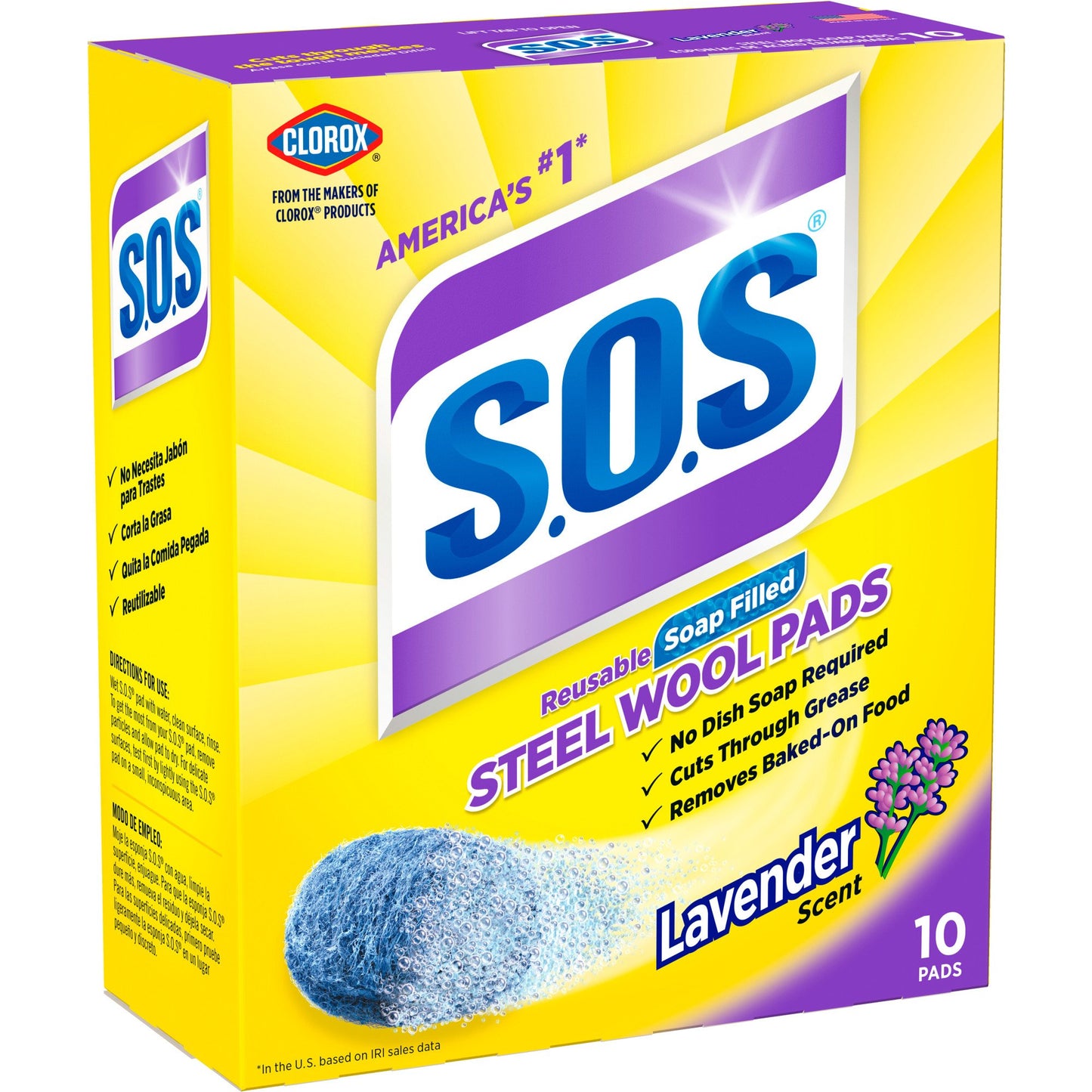 Clorox S.O.S. Lavender Scent Soap Filled Steel Wool Pads