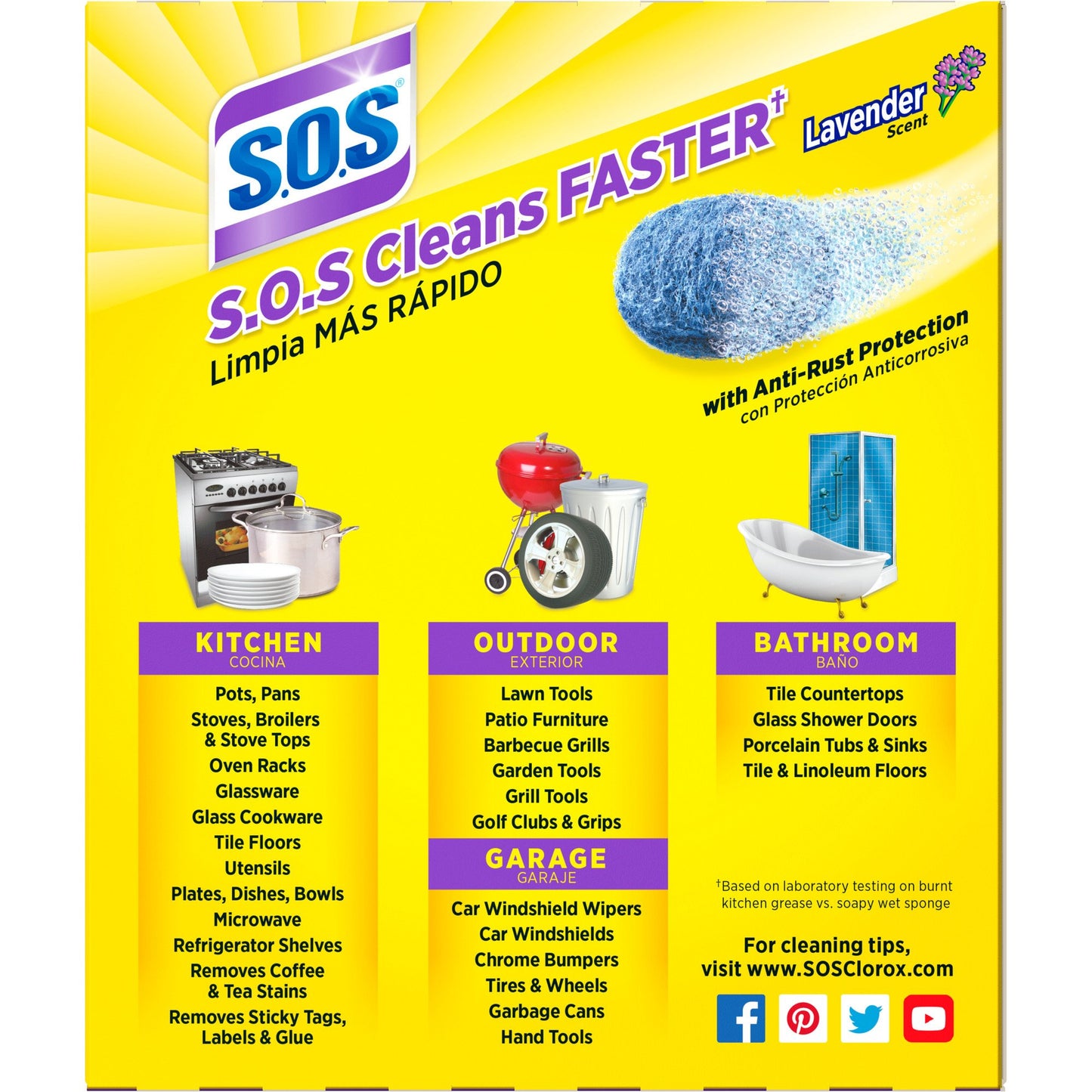 Clorox S.O.S. Lavender Scent Soap Filled Steel Wool Pads