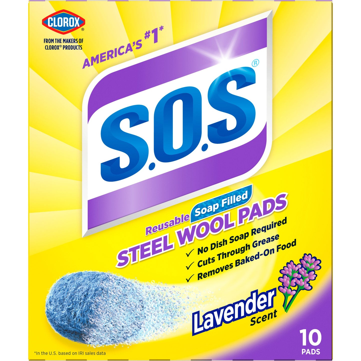 Clorox S.O.S. Lavender Scent Soap Filled Steel Wool Pads