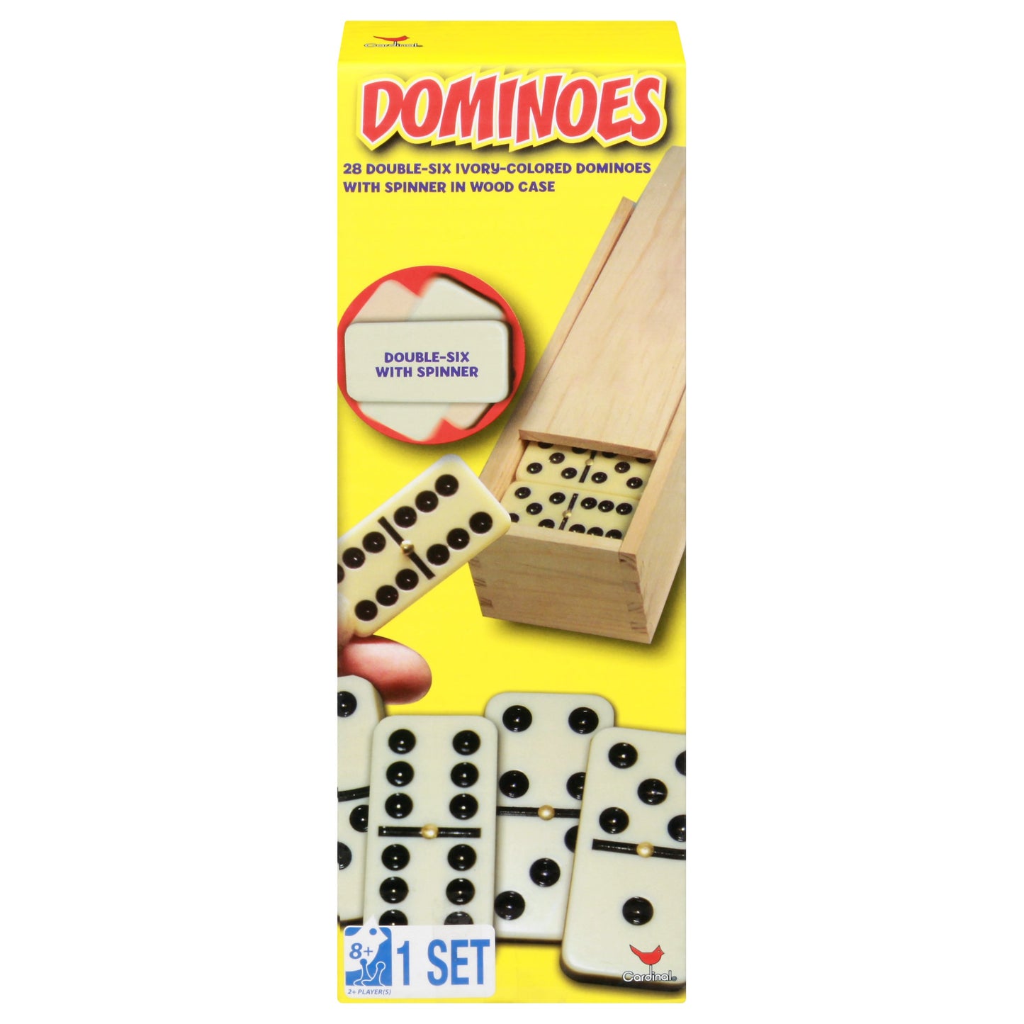 Cardinal Industries Double Six Ivory-Colored Dominoes in Wood Case