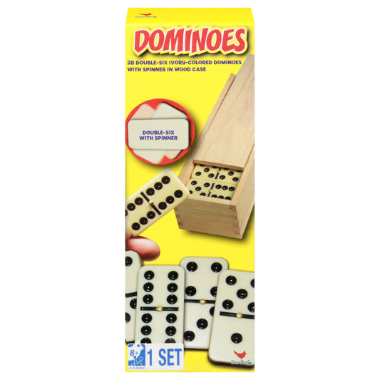 Cardinal Industries Double Six Ivory-Colored Dominoes in Wood Case