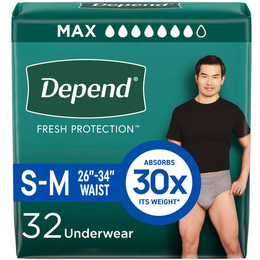 Depend Fresh Protection Men's Adult Incontinence Underwear - S/M, Grey