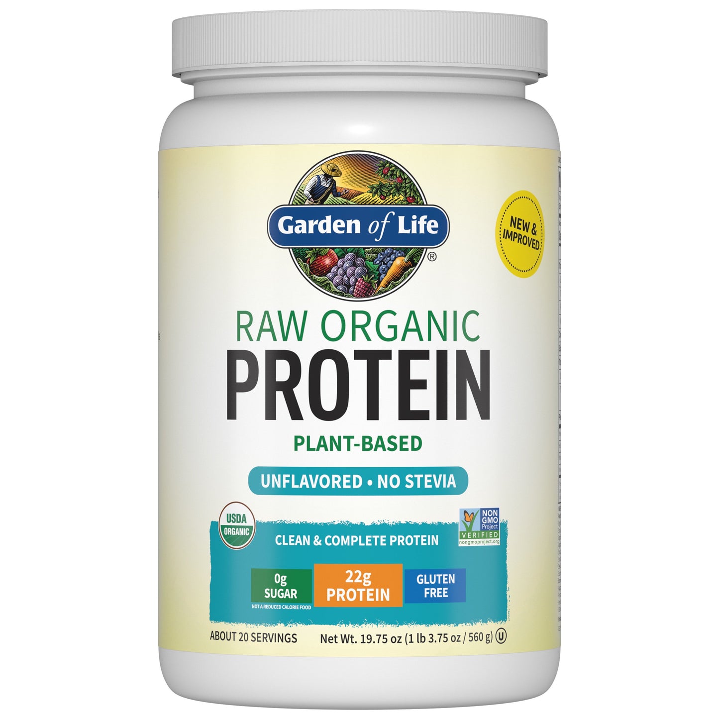 Garden of Life Raw Organic Plant Based 22g Protein Powder - Unflavored