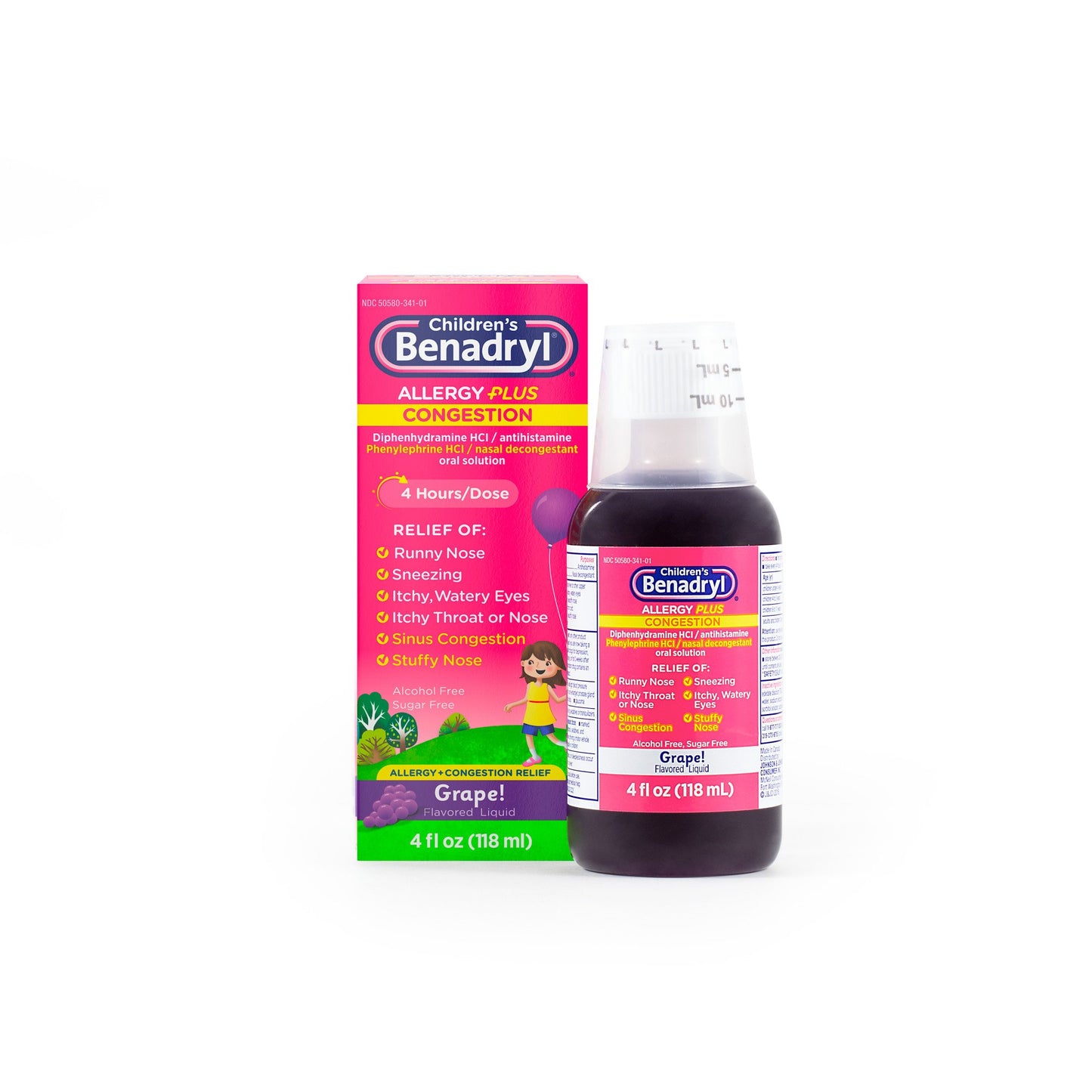 Benadryl Children's Allergy Plus Congestion Liquid - Grape