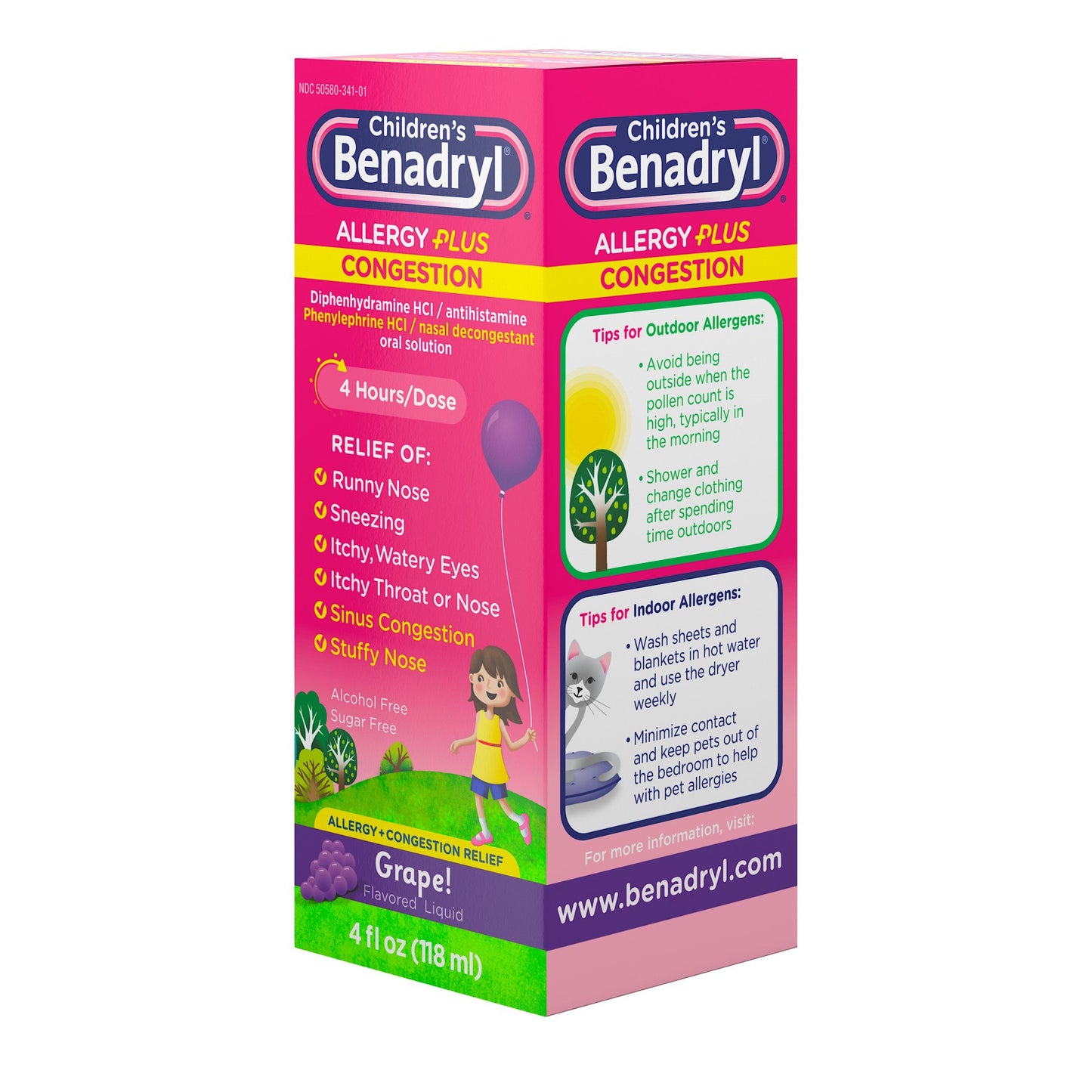 Benadryl Children's Allergy Plus Congestion Liquid - Grape