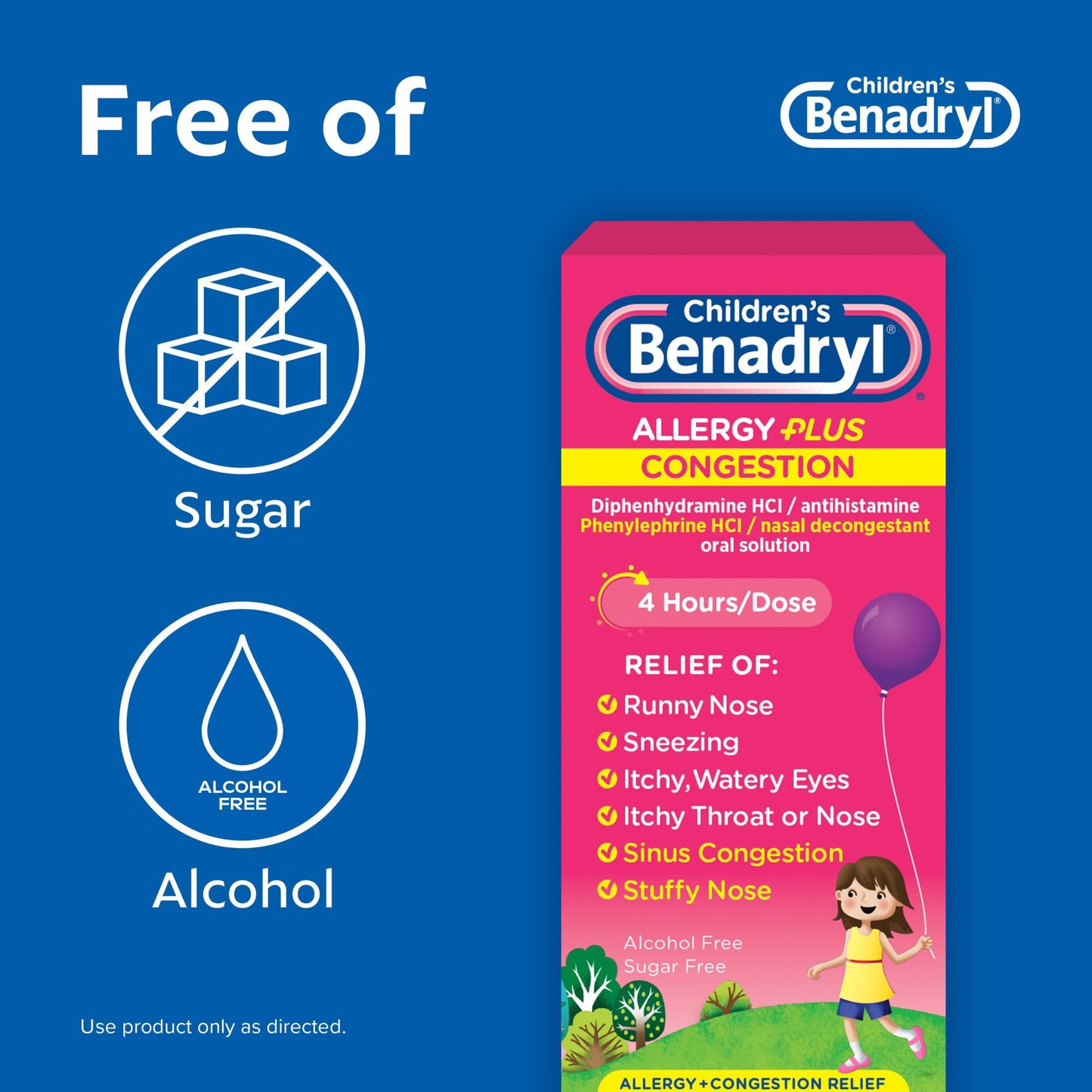 Benadryl Children's Allergy Plus Congestion Liquid - Grape