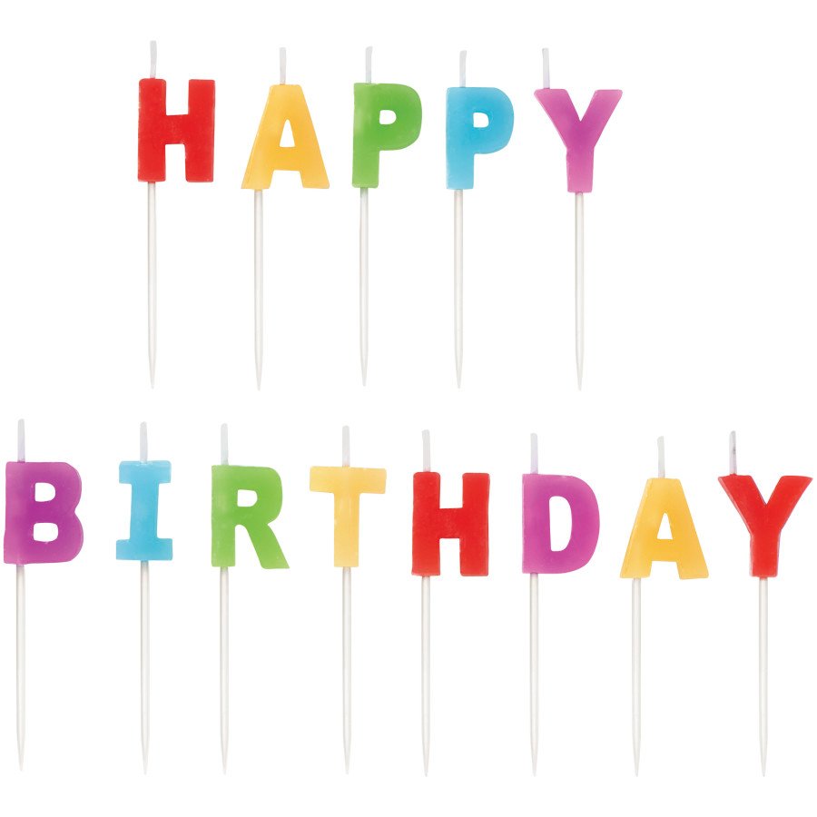 Wilton Happy Birthday 3 in High Candle Pick Set