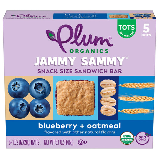 Plum Organics Jammy Sammy Snack Size Sandwich Bars - Blueberry & Oatmeal
