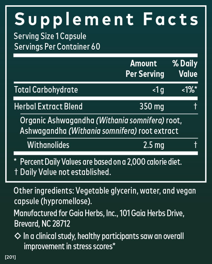 Gaia Herbs Single Herbs Ashwagandha Root Phyto-Caps
