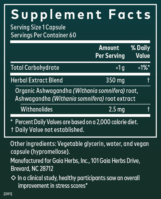 Gaia Herbs Single Herbs Ashwagandha Root Phyto-Caps