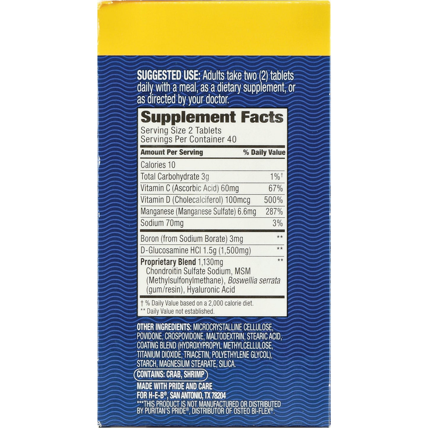 H-E-B Vitamins Glucosamine Chondroitin Complex with Vitamin D Triple Strength Tablets