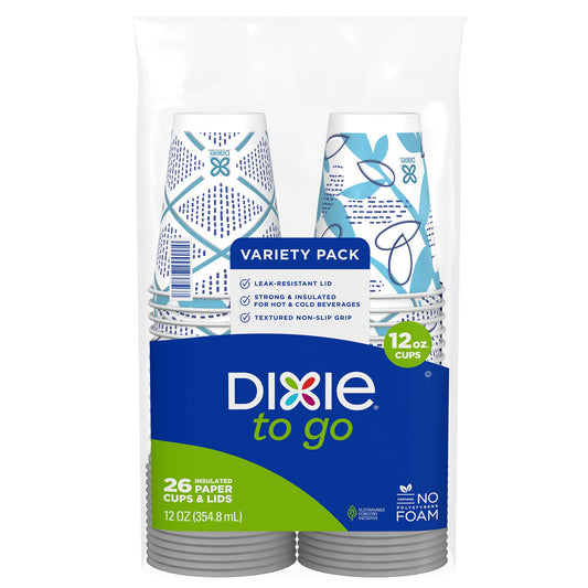 Dixie To Go 12 oz Paper Cups and Lids