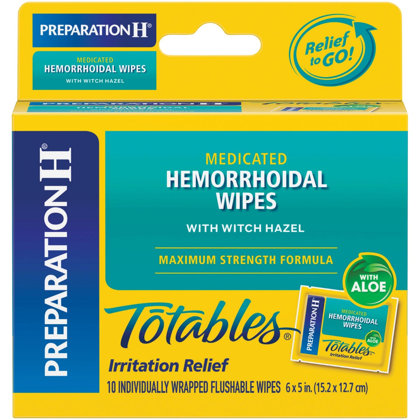 Preparation H Totables Hemorrhoid Wipes with Witch Hazel for Skin Irritation Relief