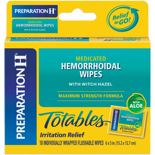 Preparation H Totables Hemorrhoid Wipes with Witch Hazel for Skin Irritation Relief