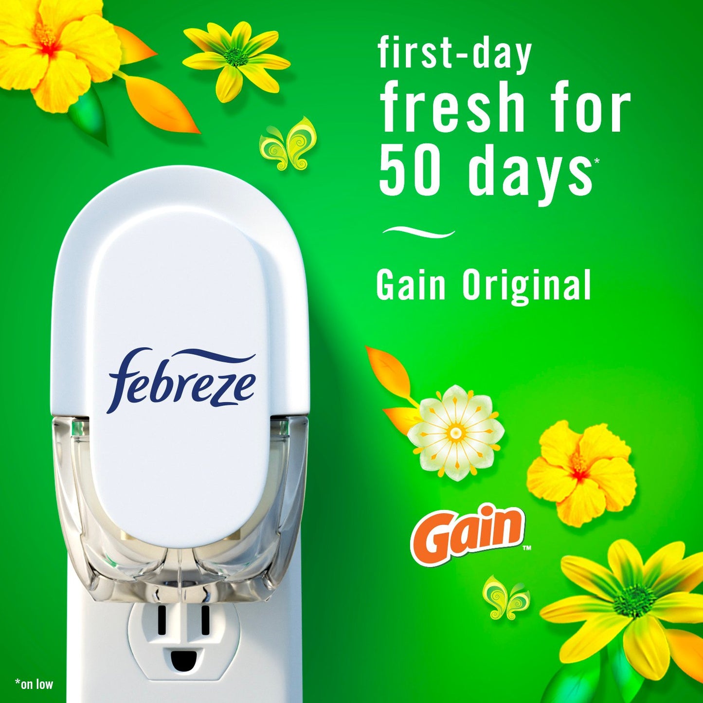 Febreze Plug In Air Freshener Odor-Fighting Scented Oil Refill Gain Scent