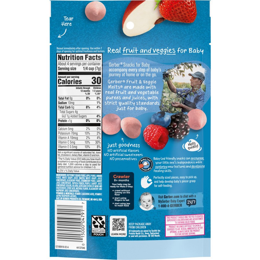 Gerber Snacks for Baby Fruit & Veggie Melts - Very Berry Blend