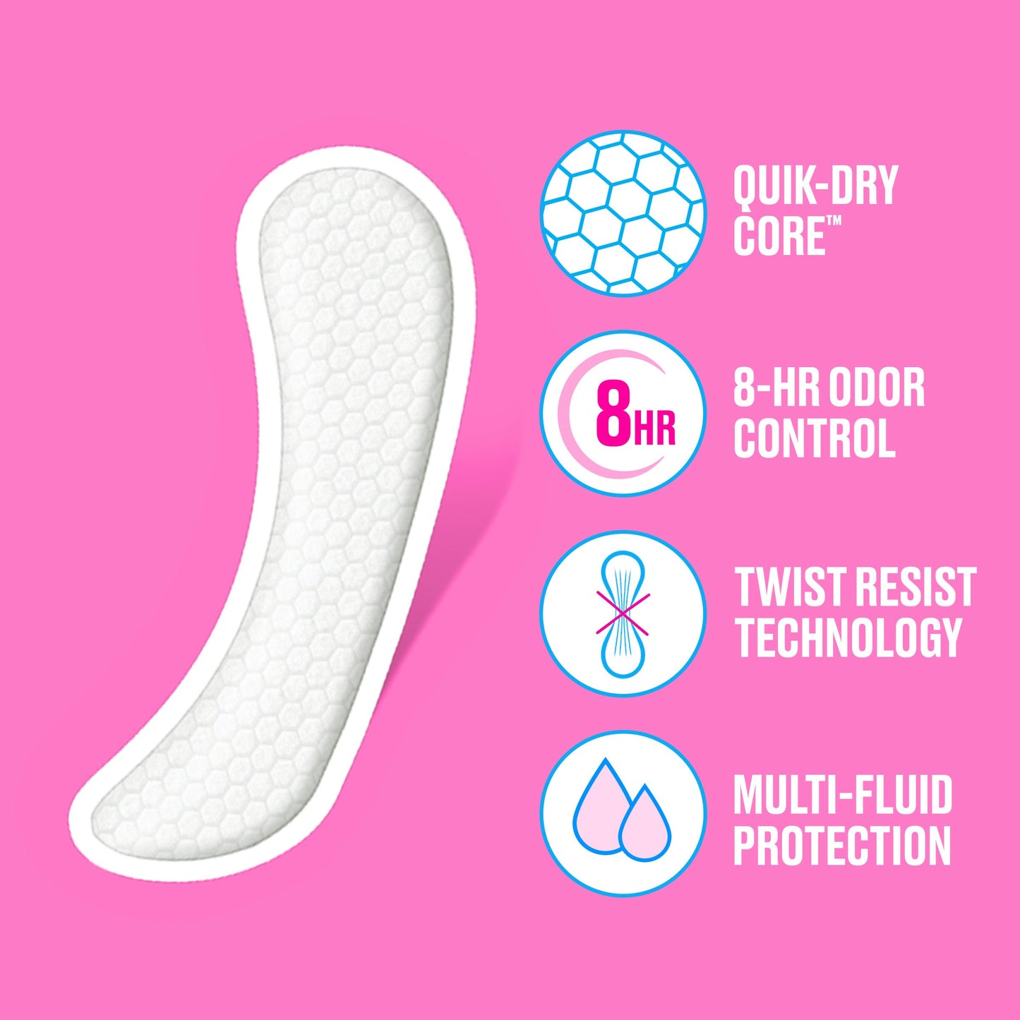 Carefree Long Panty Liners - Wrapped, Unscented