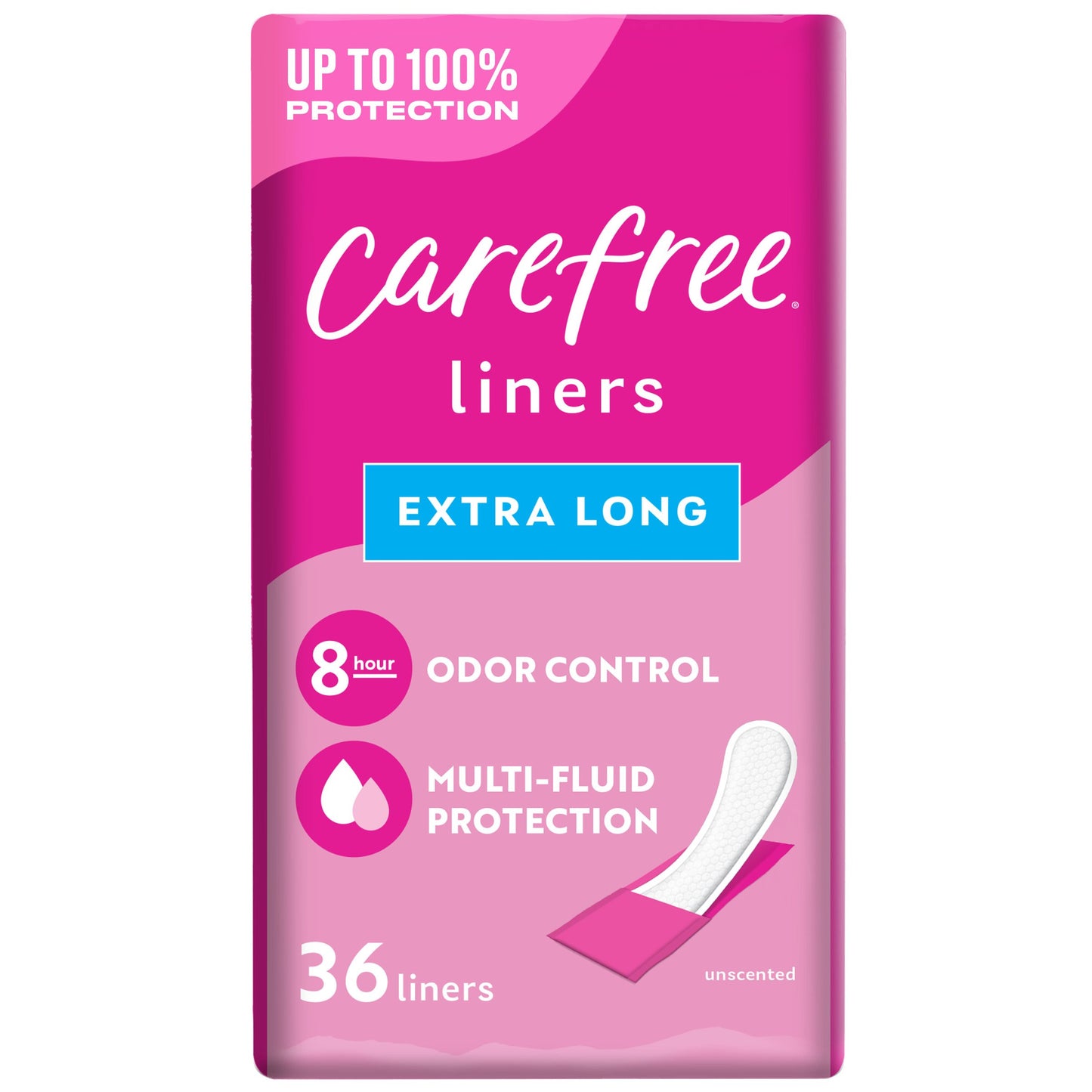 Carefree Extra Long Panty Liners - Wrapped, Unscented