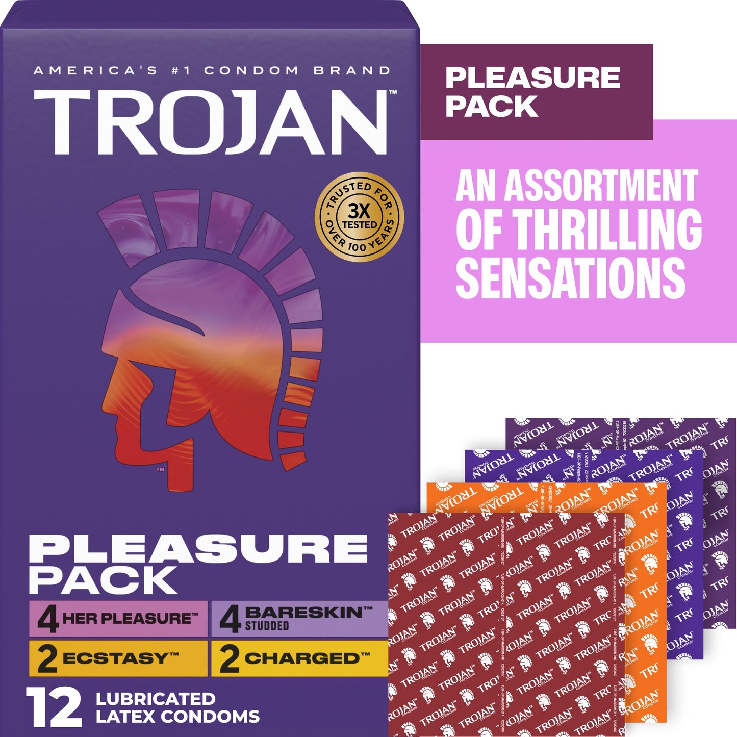 Trojan Pleasure Pack Lubricated Condoms