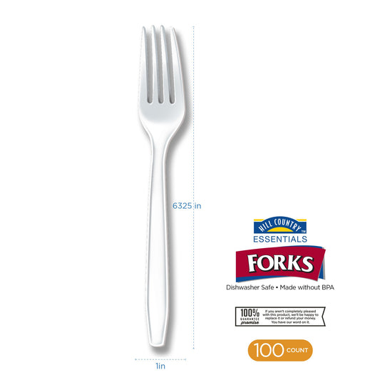 Hill Country Essentials Plastic Forks - White