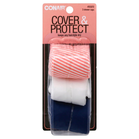 Conair Styling Essentials Lightweight and Durable Shower Caps, Assorted Colors