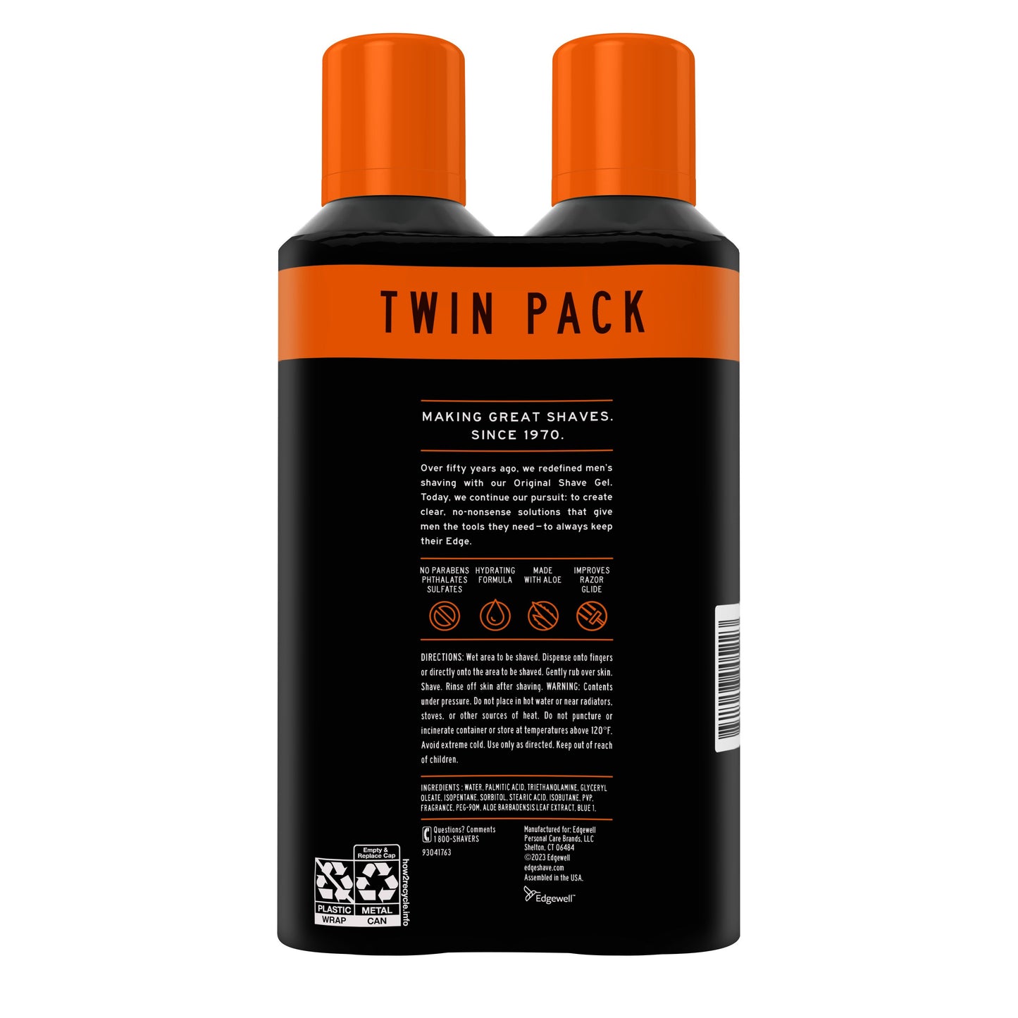 Edge Sensitive Skin Shave Gel with Aloe, Twin Pack