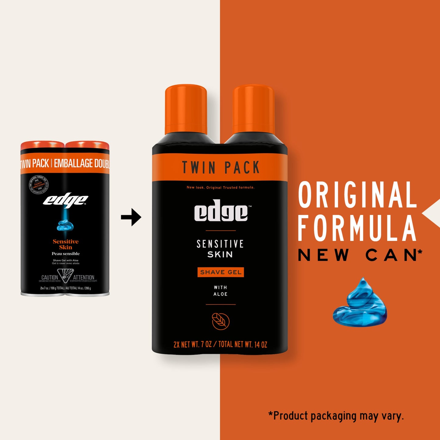 Edge Sensitive Skin Shave Gel with Aloe, Twin Pack