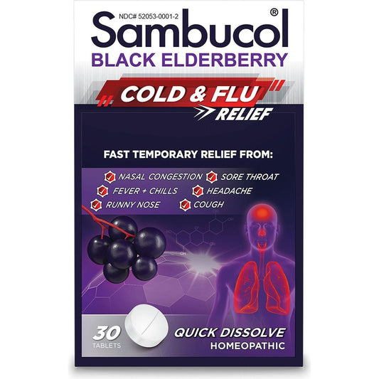 Sambucol Black Elderberry Homeopathic Cold & Flu Relief Quick Dissolve Tablets