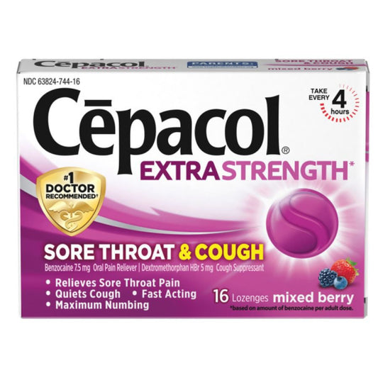 Cepacol Extra Strength Lozenges Sore Throat & Cough Mixed Berry