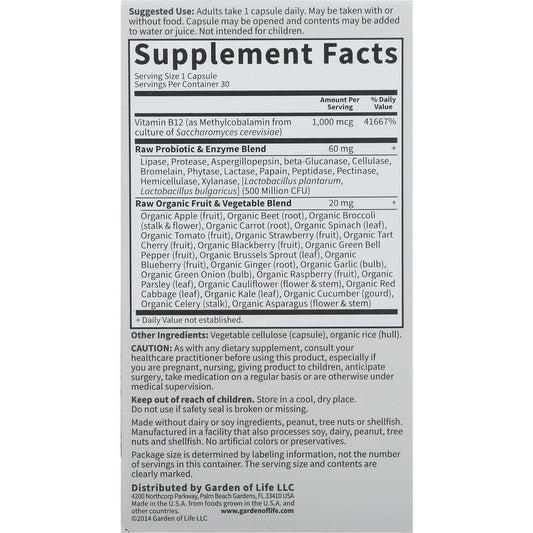 Garden of Life Vitamin Code Raw B-12 Capsules