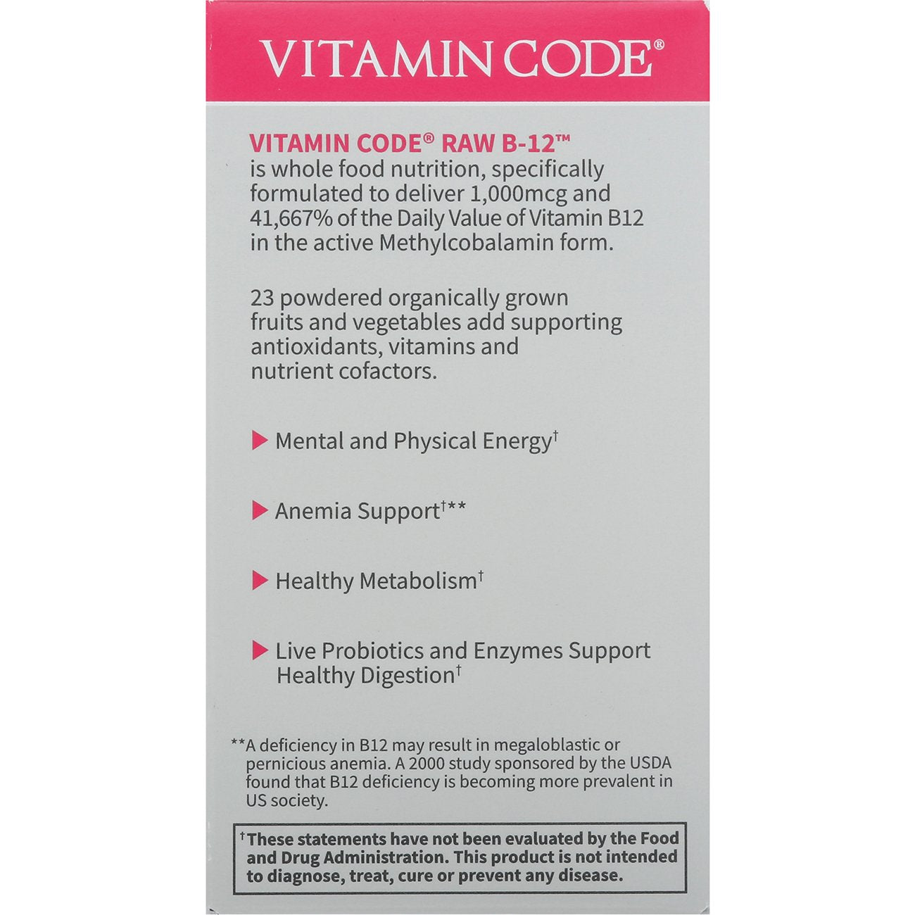 Garden of Life Vitamin Code Raw B-12 Capsules