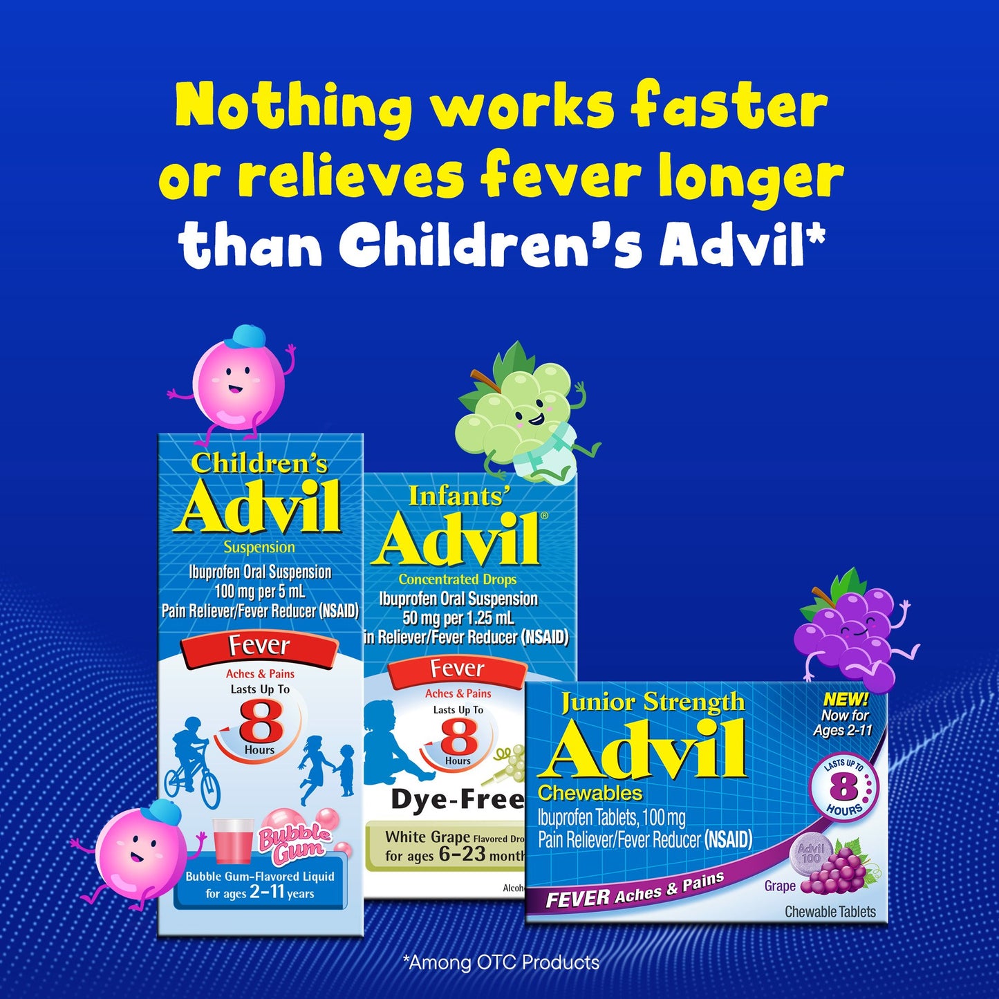 Advil Junior Strength Pain Reliever and Fever Reducer, Chewable Children's Ibuprofen for Pain Relief, Grape