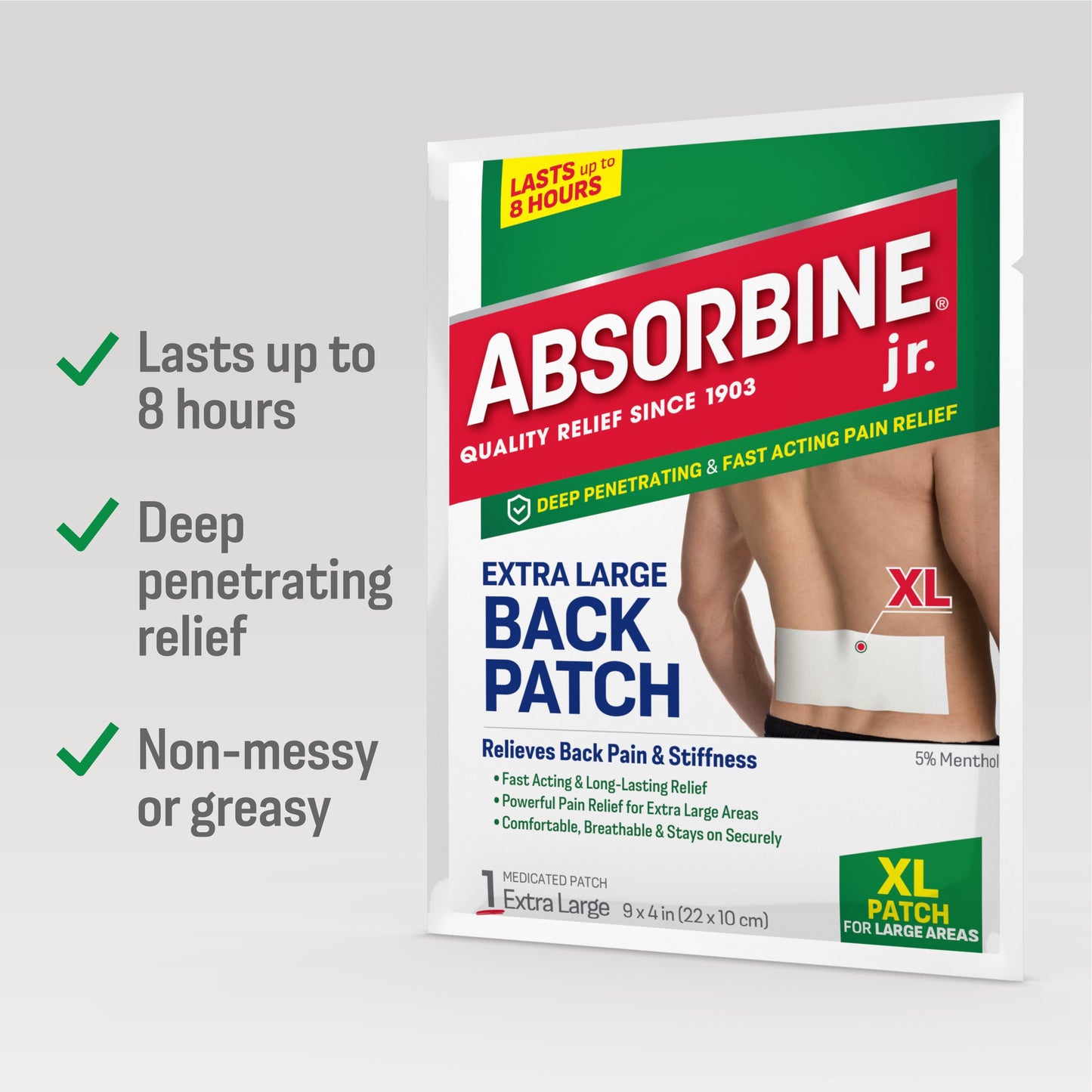 Absorbine Jr. Plus Pain Relief Back Patch XL