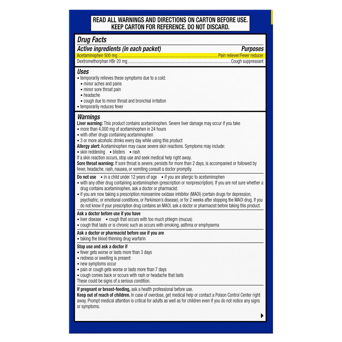 Theraflu Daytime Severe Cold Relief Powder, Honey Lemon Flavor