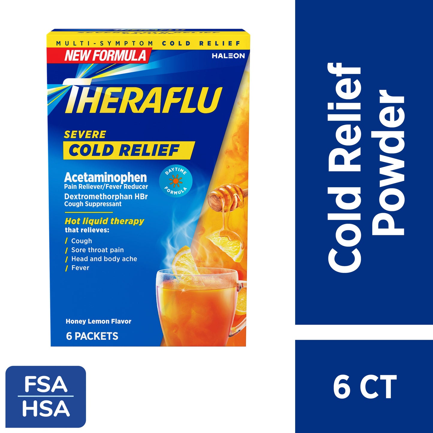 Theraflu Daytime Severe Cold Relief Powder, Honey Lemon Flavor