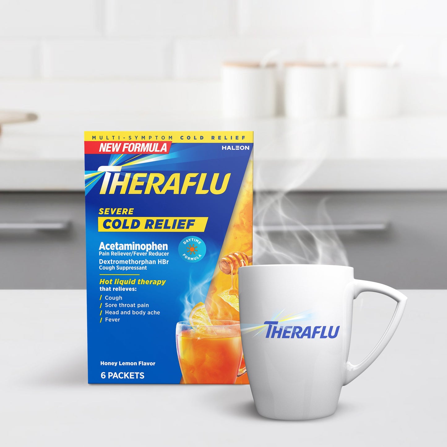 Theraflu Daytime Severe Cold Relief Powder, Honey Lemon Flavor