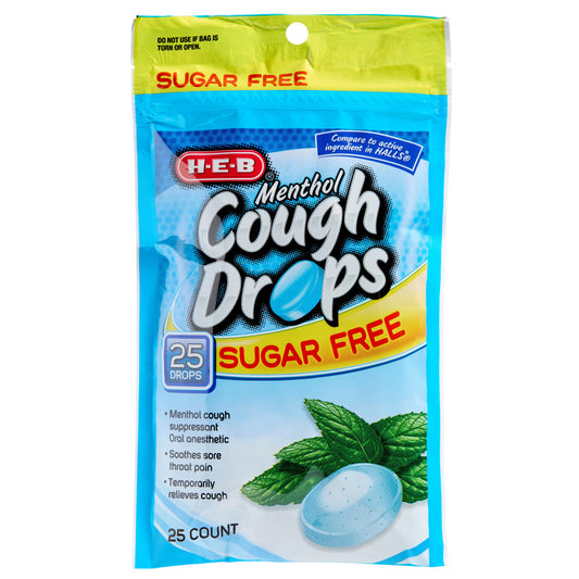 H-E-B Sugar Free Cough Drops – Menthol