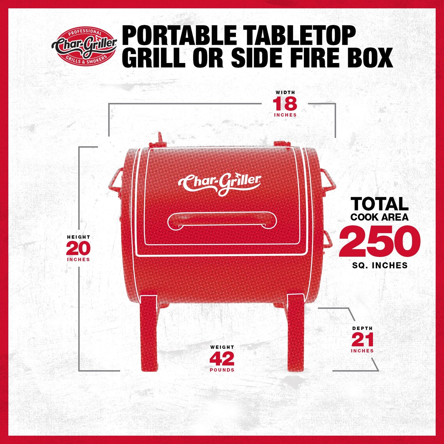 Char-Griller Portable Charcoal Grill & Side Fire Box
