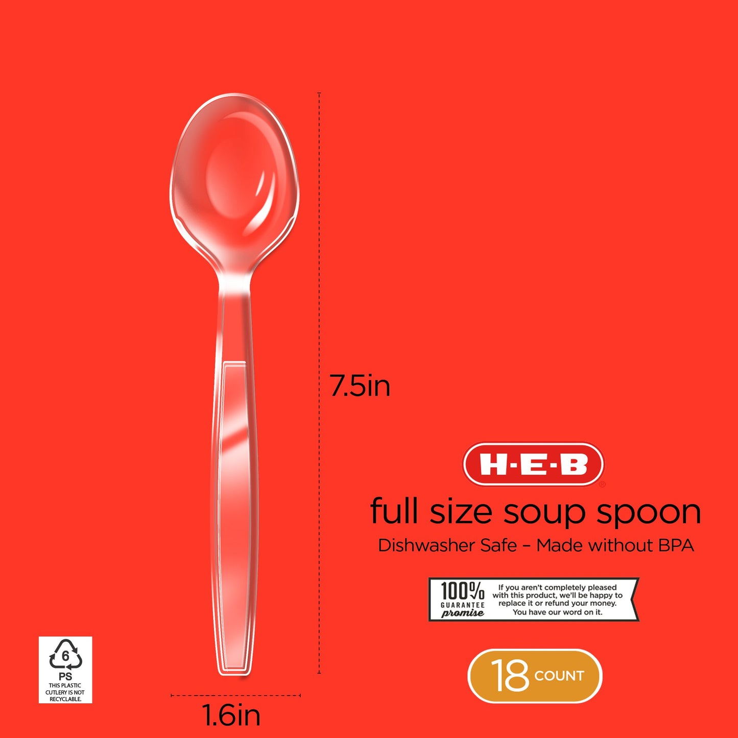 H-E-B Plastic Texas-Size Spoons - Clear