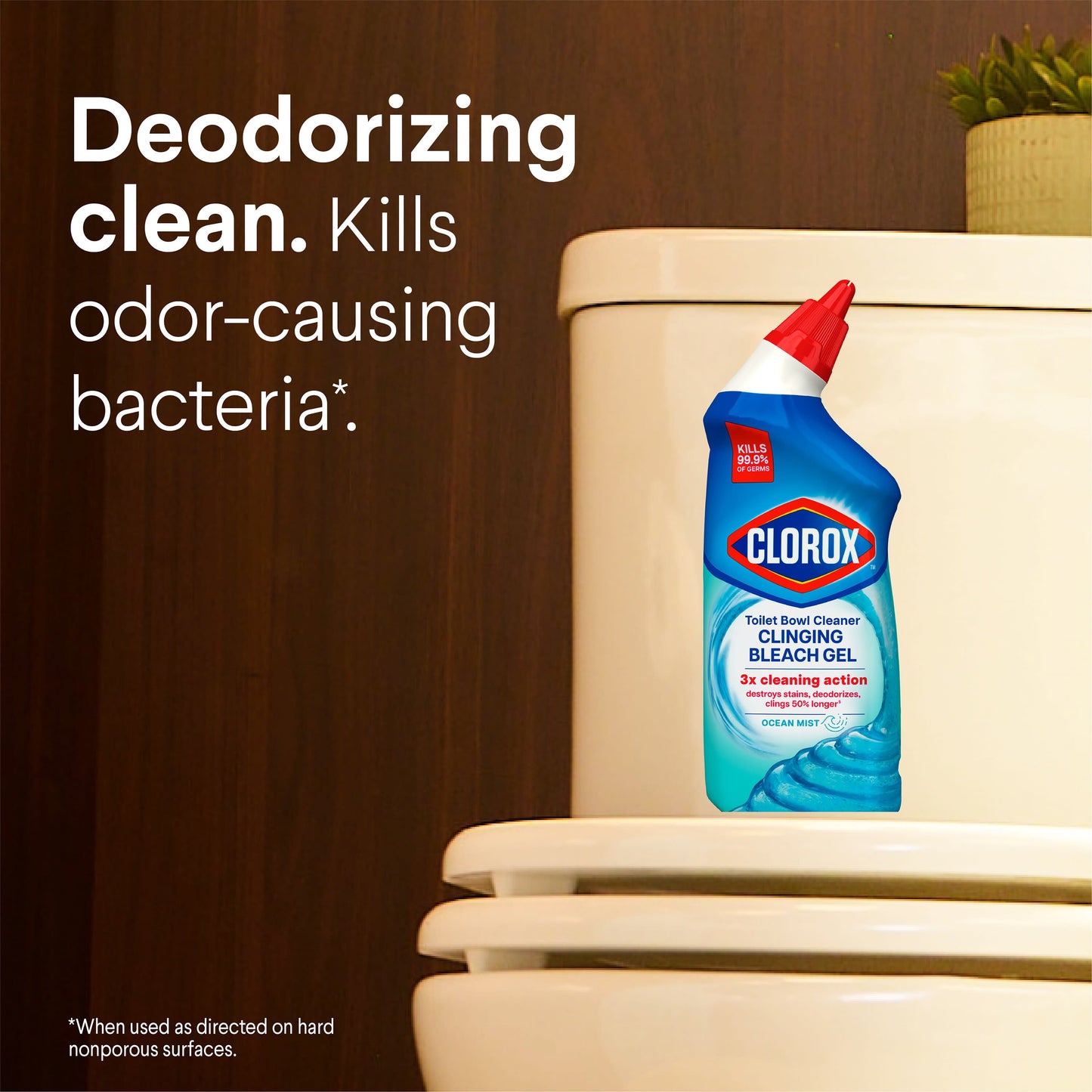 Clorox Toilet Bowl Cleaner, Clinging Bleach Gel - Ocean Mist, 24 oz