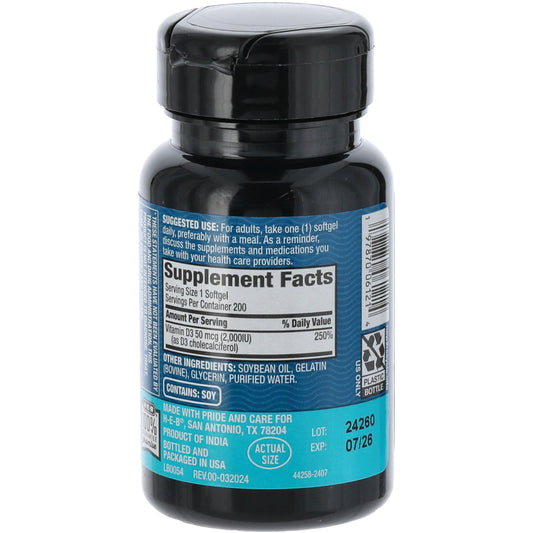 H-E-B Vitamins D3 50 mcg (2,000 IU) Softgels