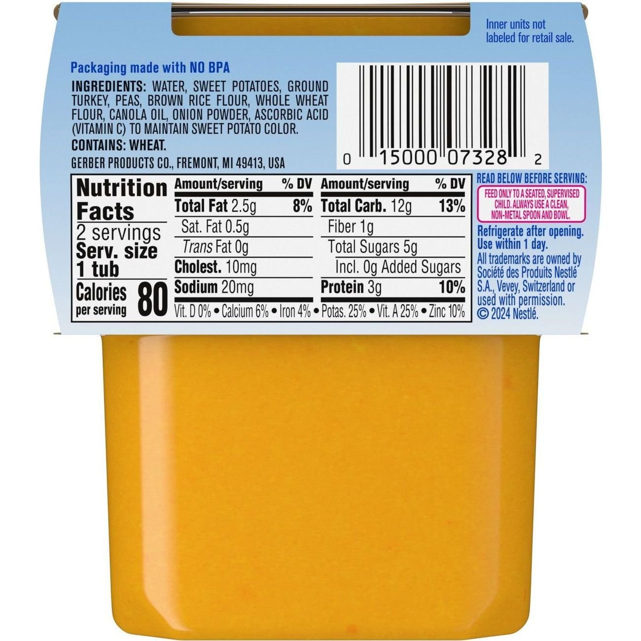 Gerber Stage 2 Baby Food - Turkey Rice, 4 oz Tubs