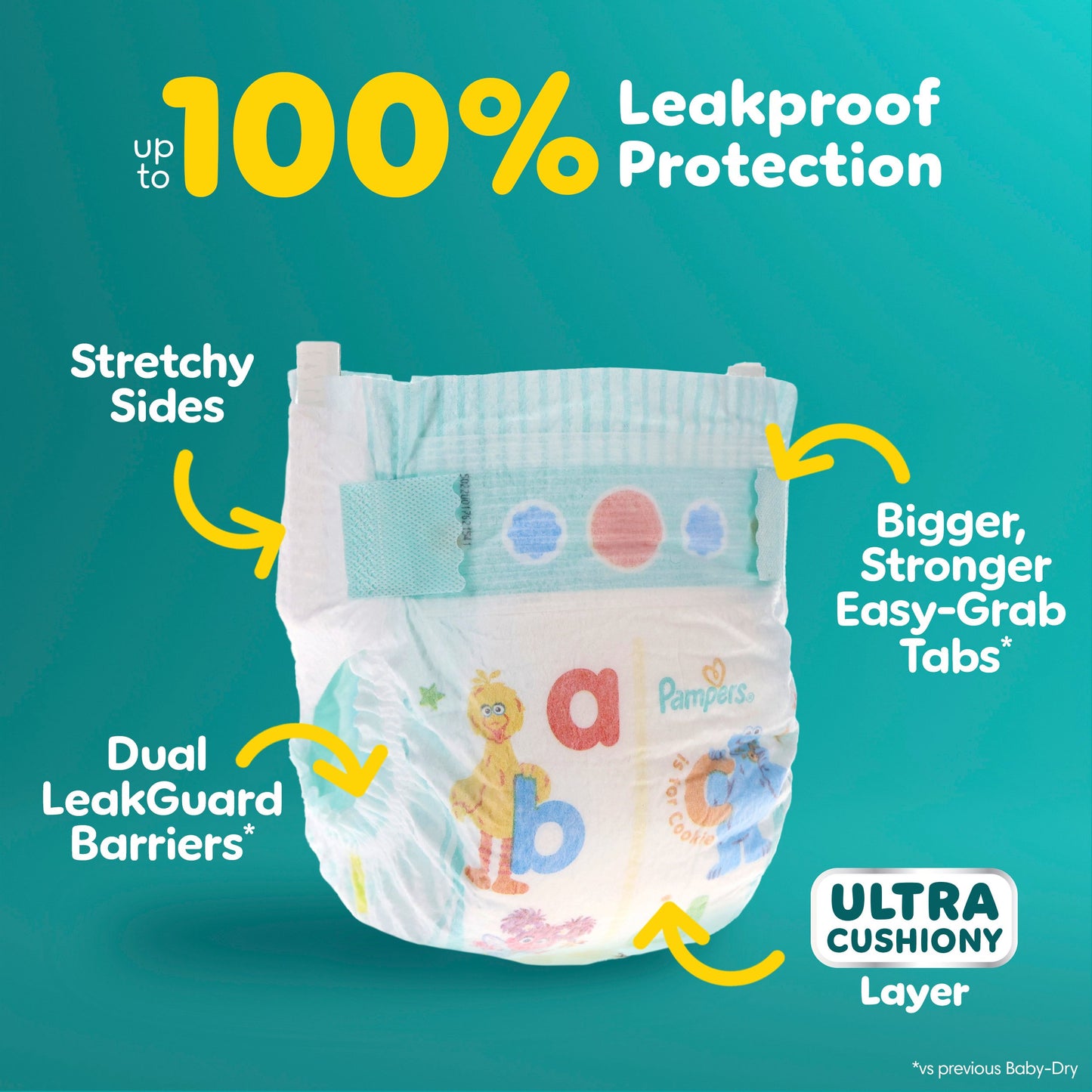 Pampers Baby Dry Ultra Cushiony Diapers - Size 5 (20-37 lbs)