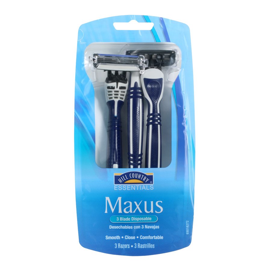 Hill Country Essentials Maxus 3 Blade Disposable Razors for Men