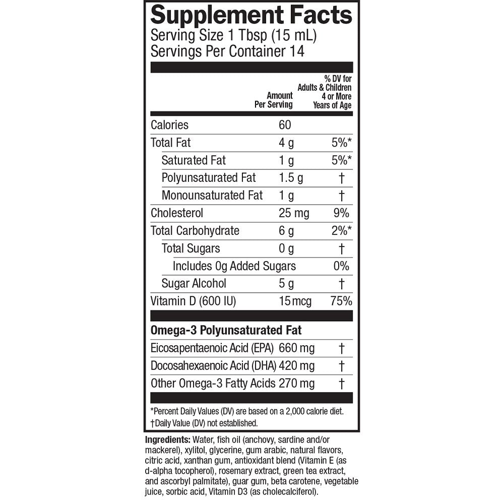 Barlean's Omega-3 Fish Oil + Vitamin D - Mango Peach Smoothie Flavor