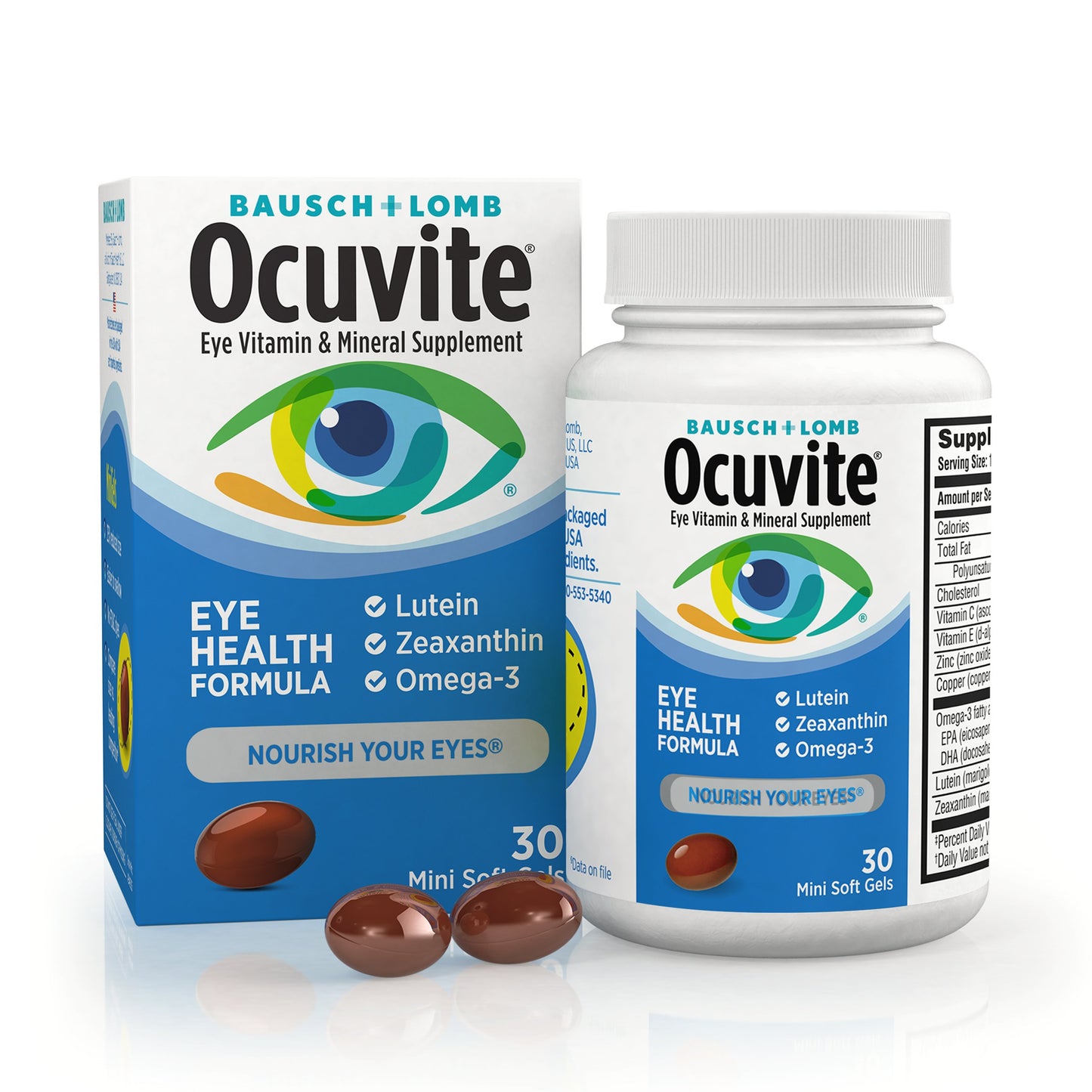 Bausch & Lomb Ocuvite Eye Vitamin and Mineral Supplement Eye Health Formula Softgels